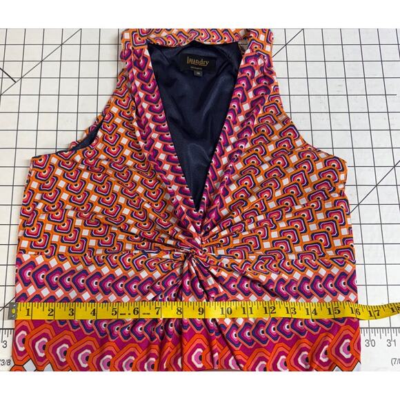 Laundry by Shelli Segal Orange Pink Geometric Sleeveless Halter Dress Women 10 - Picture 8 of 11